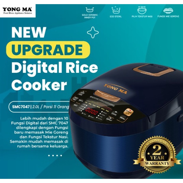 Rice Cooker Magic Com Digital Yong Ma Yongma Upgrade Series 2022 SMC 7047 / SMC-7047 / SMC 7047 N Kapasitas 2 Liter