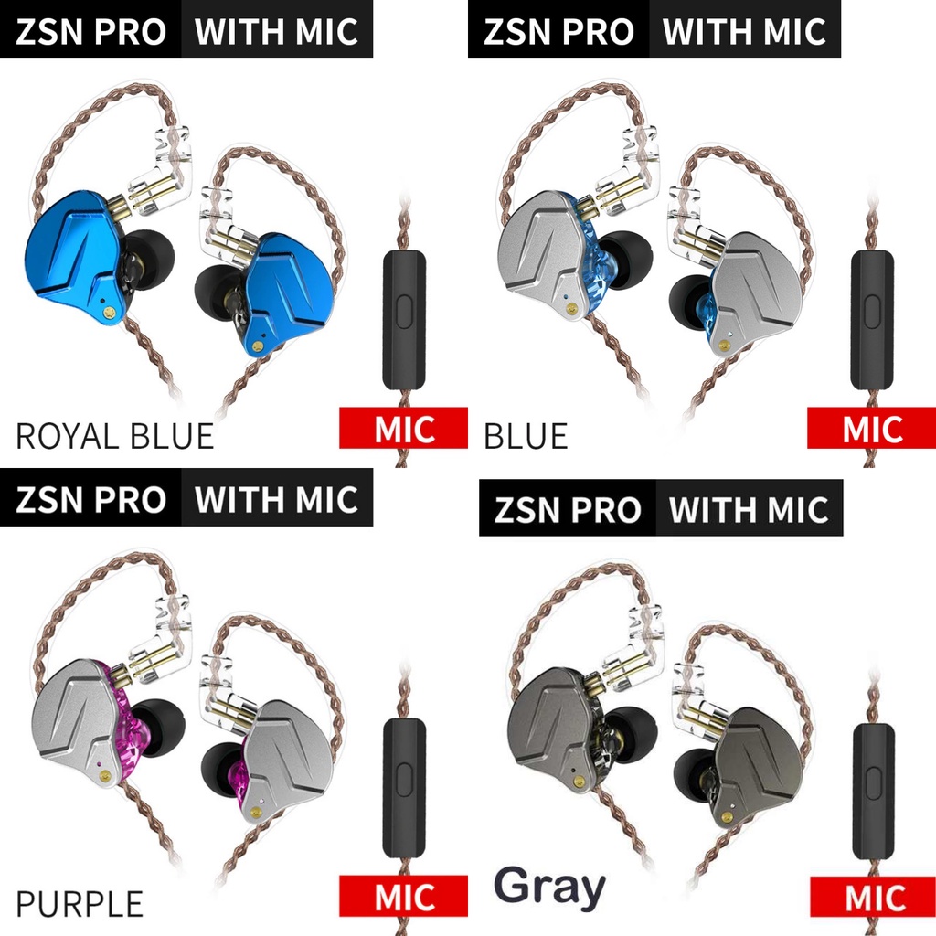 [Garansi 1 Tahun] Knowledge Zenith Headset KZ ZSN PRO BA+DD Hybrid technology HIFI Metal Body