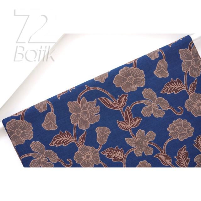 KAIN BATIK PREMIUM Bahan Katun Motif Kembang Setaman Warna Biru Blue 729044 Cap 72 Jarik Jarit Samping Kebat Panjang Batik Katun Modern Premium Bahan Seragam Batik Pernikahan Kantor Keluarga Murah Kamen Jadi Batik Bali Lembaran