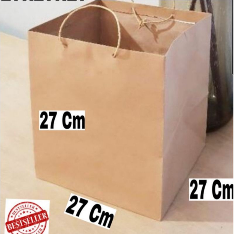 MINIMAL 12 PCS!! DAN KELIPATAN 12!! Paper Bag Dus Nasi Polos XL Jumbo 27x27x27 Tas Kertas Goodie Bag