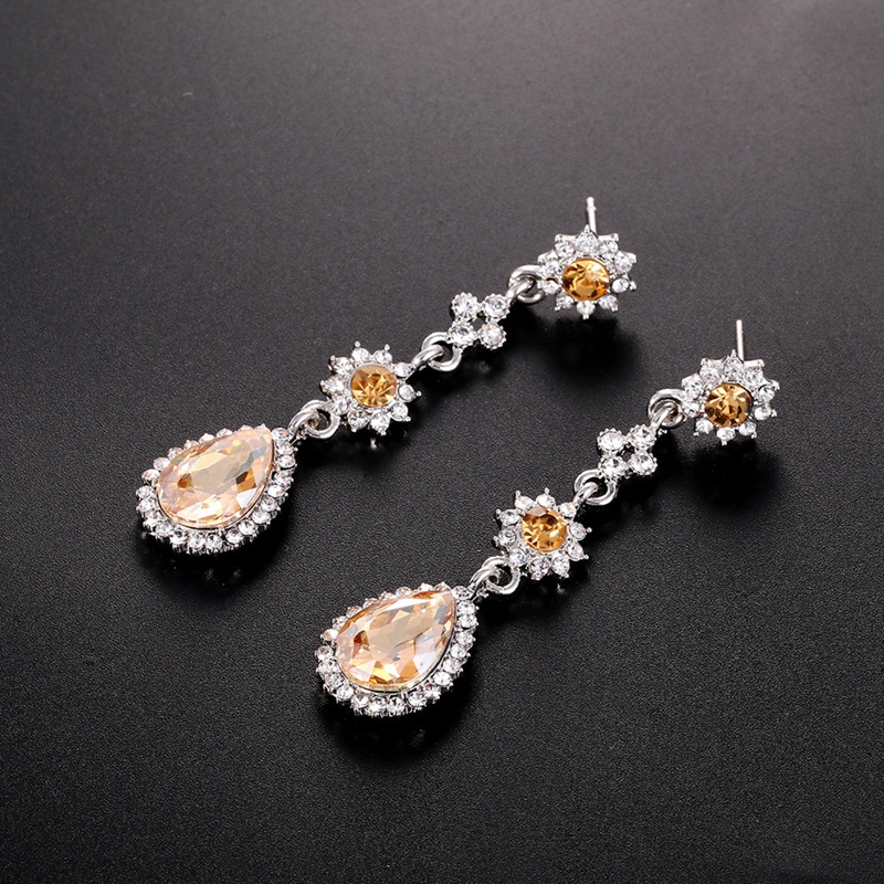 Fancyqube Anting Kristal Berlian Imitasi Model Panjang Gaya Korea Untuk Wanita