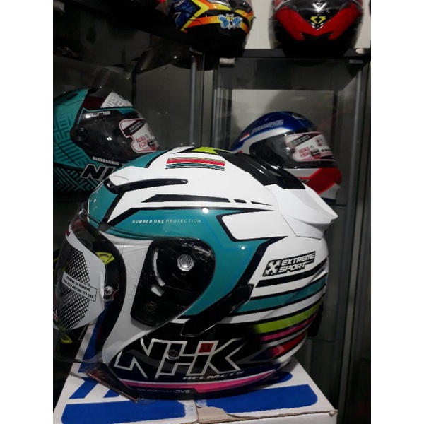 HELM NHK R1 RAINBOW WHITE TOSCA DAN WHITE RED GLOSS