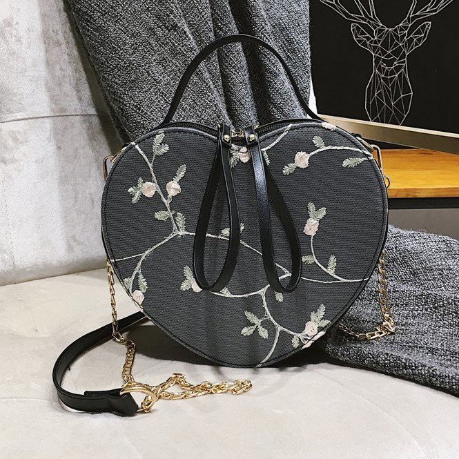 NS920146 BLACK/RICE/GREEN/PINK TAS WANITA SELEMPANG MODEL LOVE