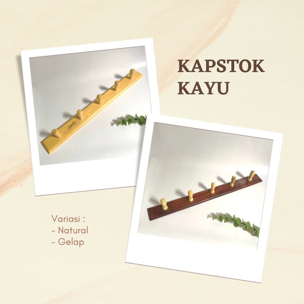 Kapstok / Kapstok kayu / Gantungan Baju Dinding Hook Kayu