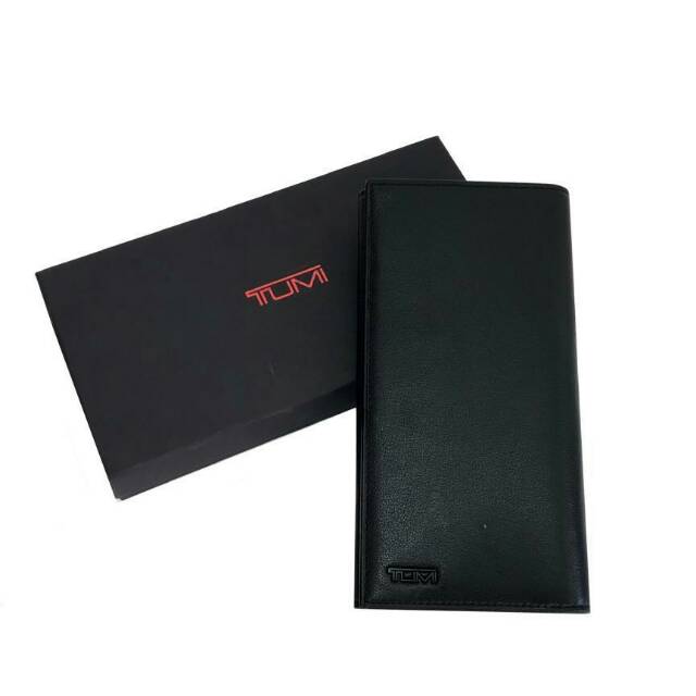 TUMI men cowok leather pocket wallet panjang dompet lipat hitam ORI ORIGINAL