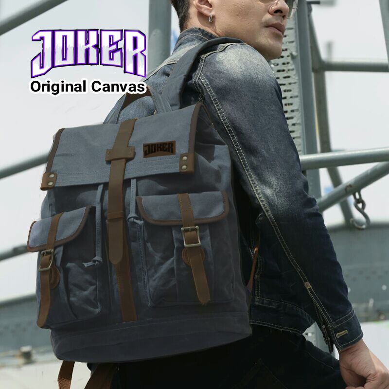 Tas Ransel Canvas IAC Absolute Backpack Up to 13 inch - Tas Pria Tas Wanita Daypack - Sekolah Laptop Punggung