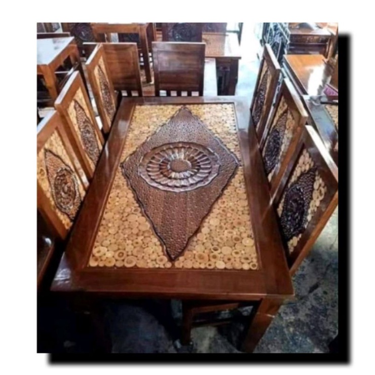 set meja makan jati set kursi makan minimalis meja makan kayu jati asli ukiran jepara