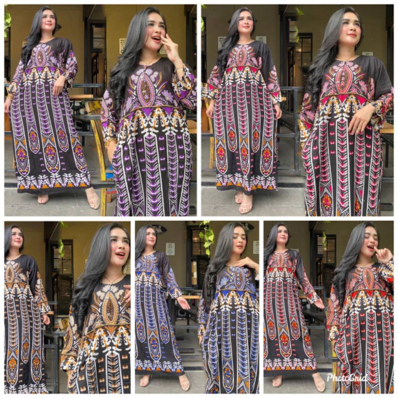 Daster panjang cabut warna Salwa Thalea sheila bahan rayon dada kancing depan busui bumil lengan panjang harga grosir murah wanita-LG batikku
