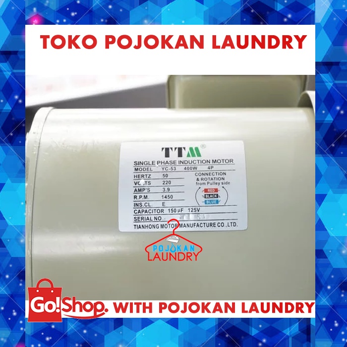 Dinamo TTM 400 Watt 1/2 HP/Dinamo Induction/Dinamo Mesin Jahit 400 Watt 1/2HP 4P (Induction Motor /D