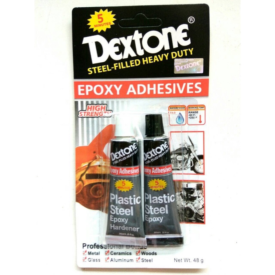 

LEM DEXTONE 5 MENIT /Dextone Lem Besi Epoxy Plastic Steel 5 menit 48 gram/LEM BESI DEXTONE 5 MENIT