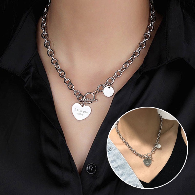 kalung hip hop  wanita cewek korea love kekinian aesthetic model rantai silver keren