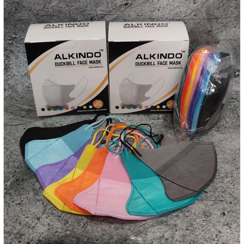 Masker Duckbill Dukbill Dakbill Alkindo Warna Warni Mix - Isi 50 Pcs - ALKINDO ORIGINAL