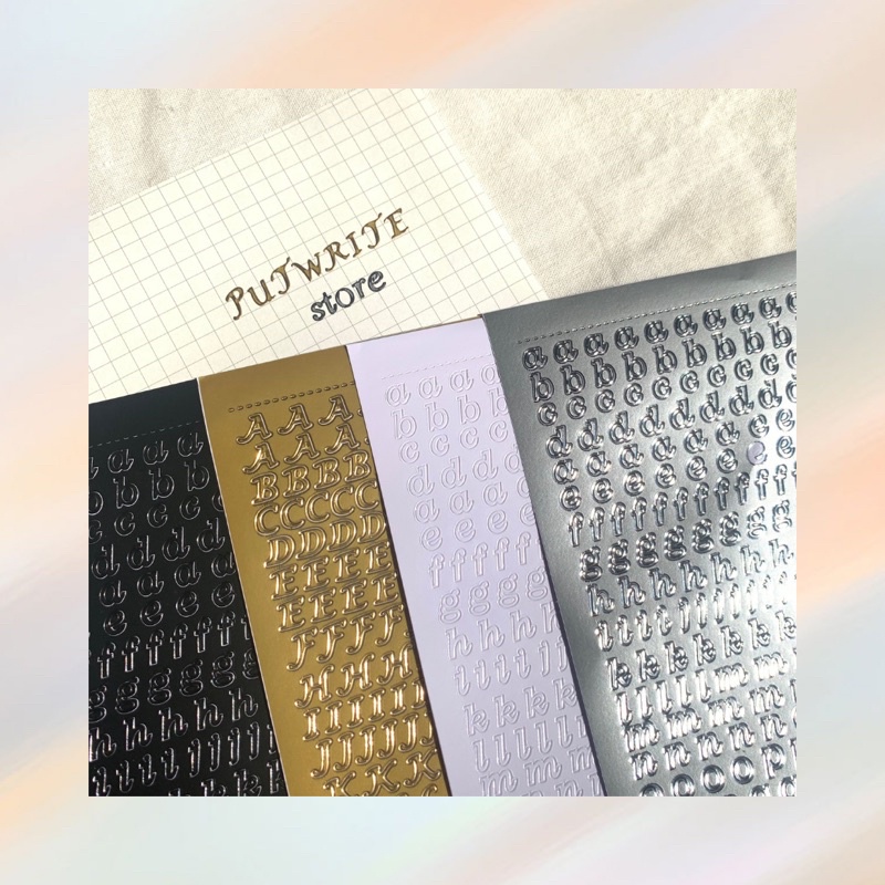

Alphabet Foil Sticker Silver Gold Black White