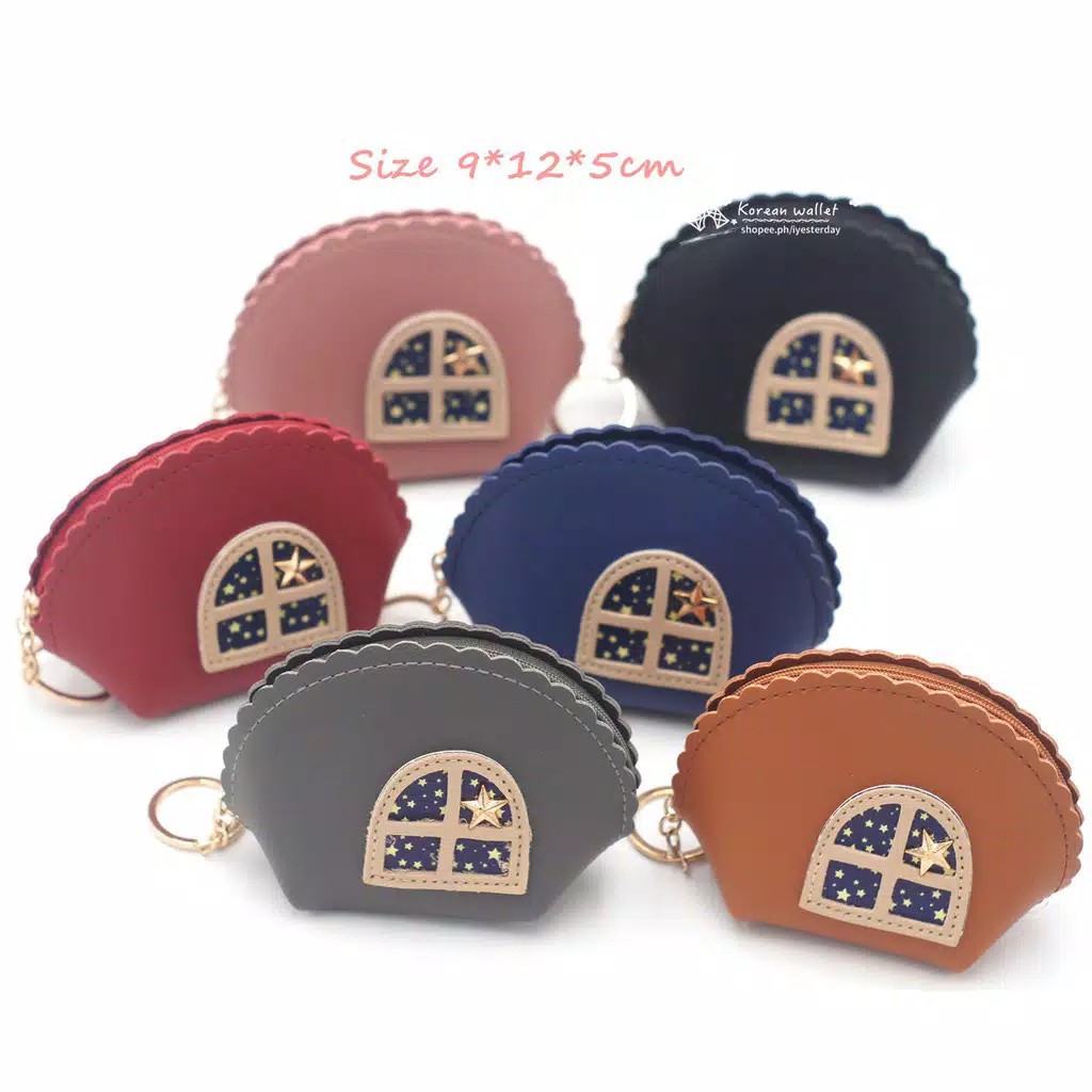 Dompet Koin Kecil KC88 Bahan Kulit Pu Dengan Resleting Simple