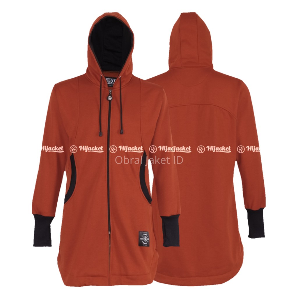 Hijacket Elektra Original Bandung | Jaket Hoodie Wanita Size L XL XXL Garansi 100%-TERACOTTA