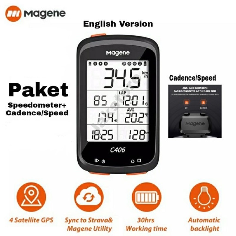 PAKET MAGENE C-406 Bike Computer Road Bike, Seli, MTB