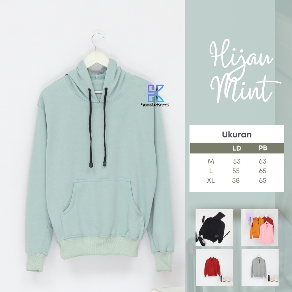 Promo Hoodie Polos Jumper Pria Wanita Bahan Fleece Warna Mint