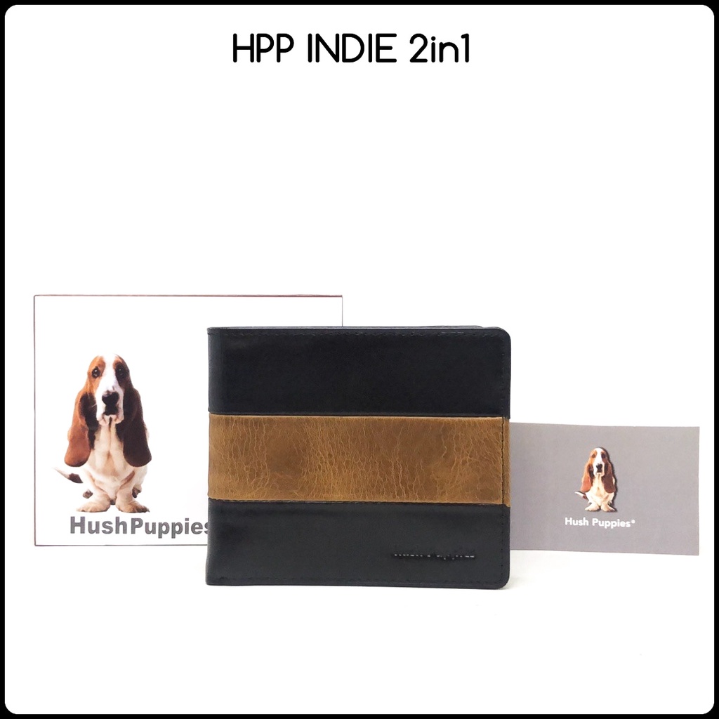 dompet kulit laki Hushpuppies Indie 2in1 premium quality bahan kulit dapat dompet mini card slim