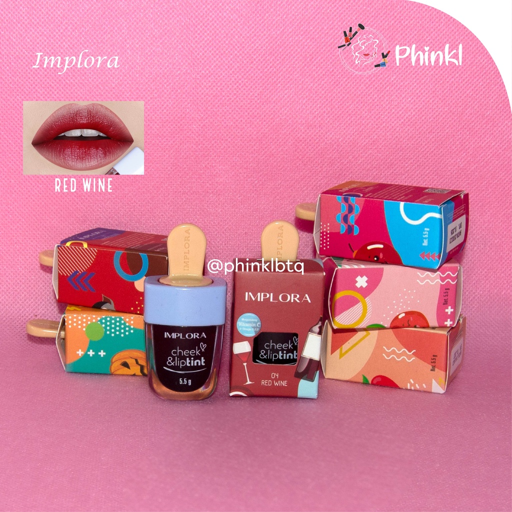 `ღ´ PHINKL `ღ´Implora  ɪ ᴍ ᴘ ʟ ᴏ ʀ ᴀ  lip tint ice cream &amp; jelly tint cheeck imut korea ombre