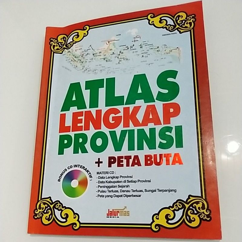 buku atlas lengkap provinsi + peta dunia.berganbar .berwarna