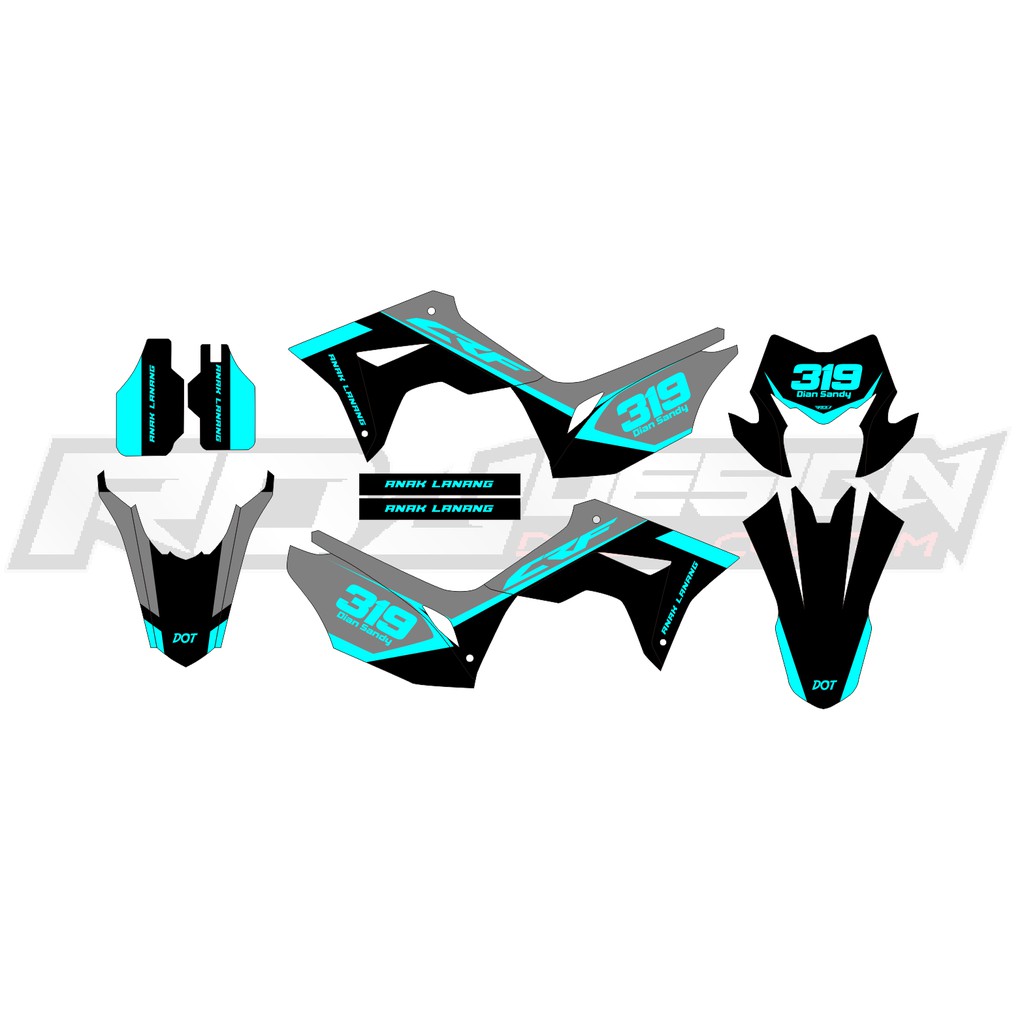 DECAL STICKER CRF 150 L (033) DEKAL STIKER BIRU ABU HITAM