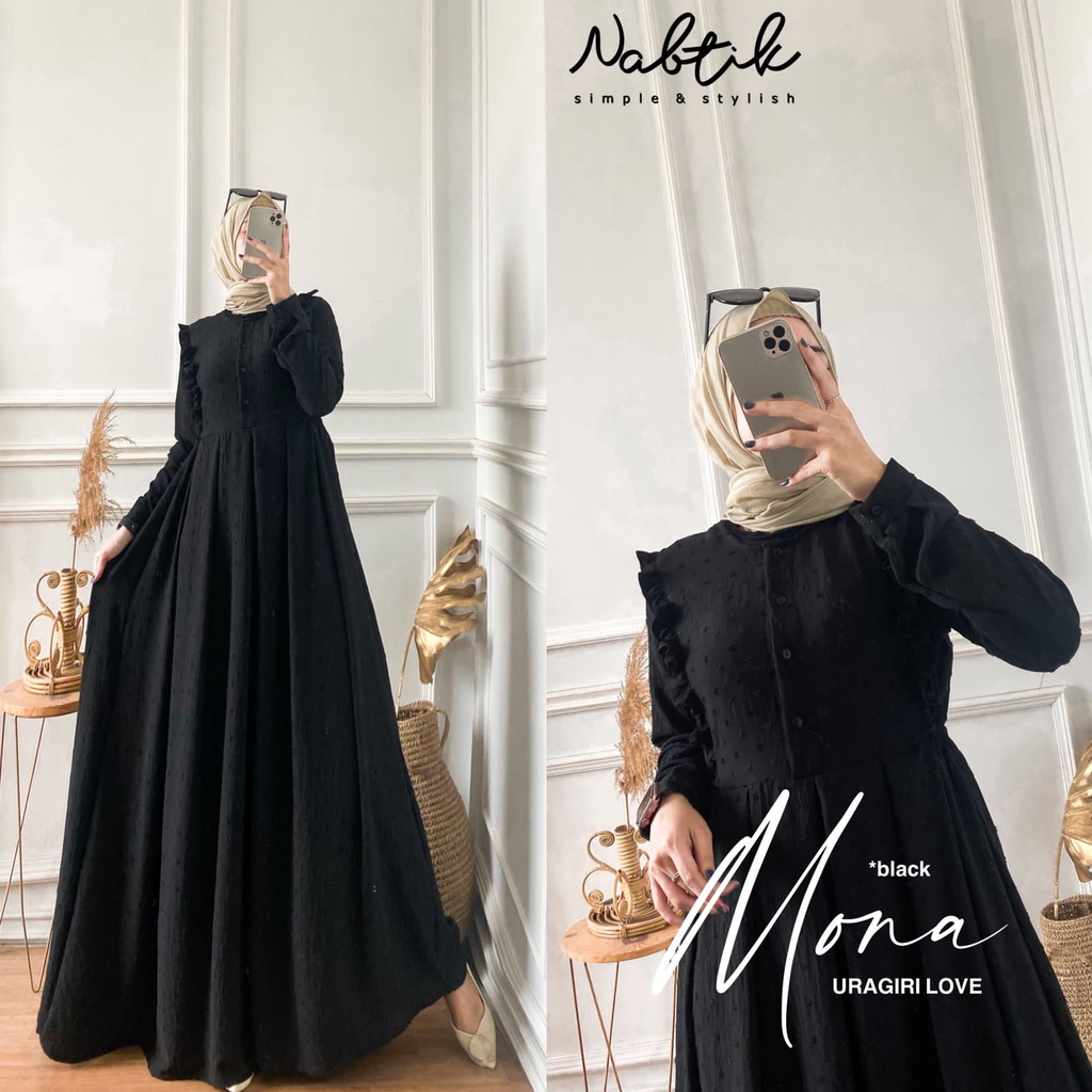 Gamis Abaya Polos Nabtik - Gamis Nabtik Busui Seri Anisa || Mona Dress Original Nabtik