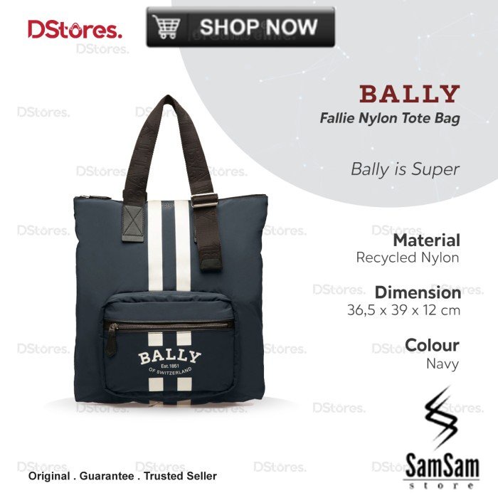 Bally Fallie Nylon Tote Bag - Navy