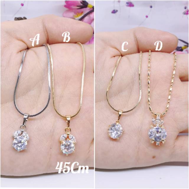 Kalung korea permata zircon lapis mas ukuran 40-45cm model belut semua klgnya