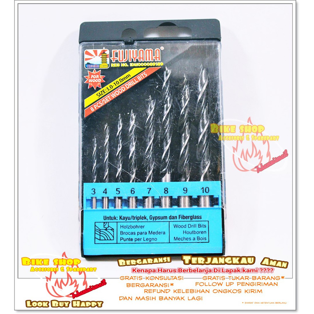 Mata Bor Kayu 1 Set Berbagai Ukuran Merk Fujiyama Wood Drill Bits