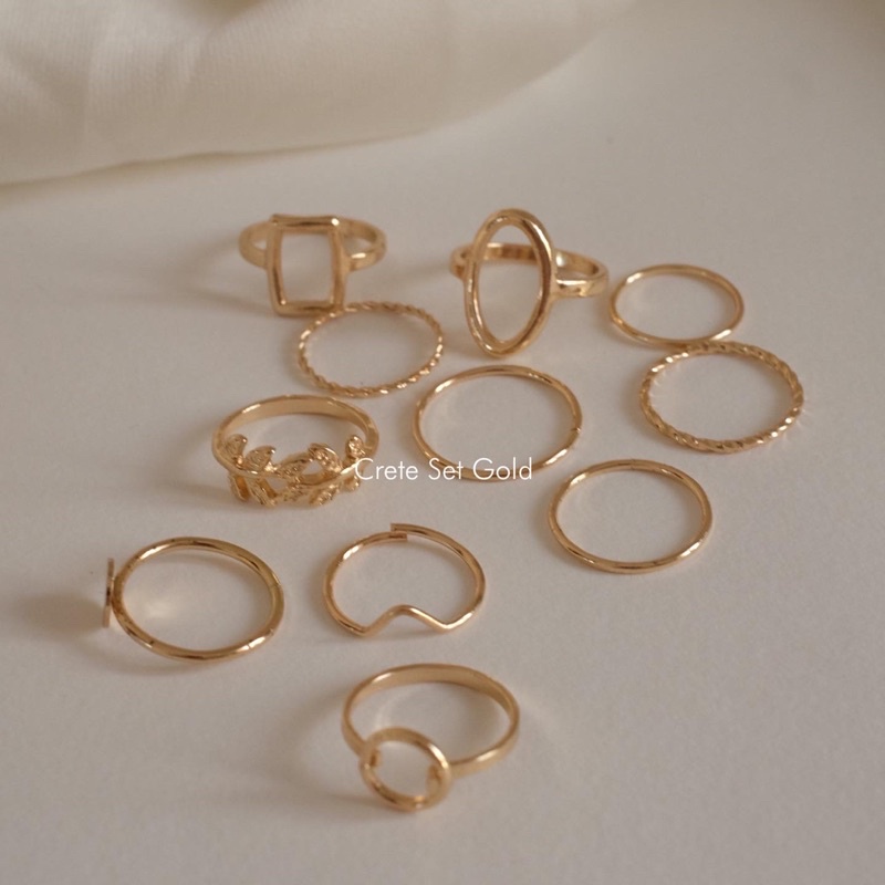 Ark.co - CRETE set ring cincin gold silver tumpuk