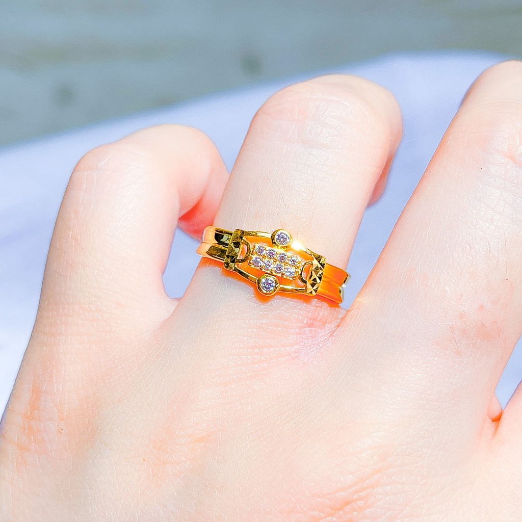 Cincin lebar anak dan dewasa emas asli kadar 700 70 16k love kupu bulat mariposa ringan 1 gram mas kuning permata bulat ukir kilat nampak besar