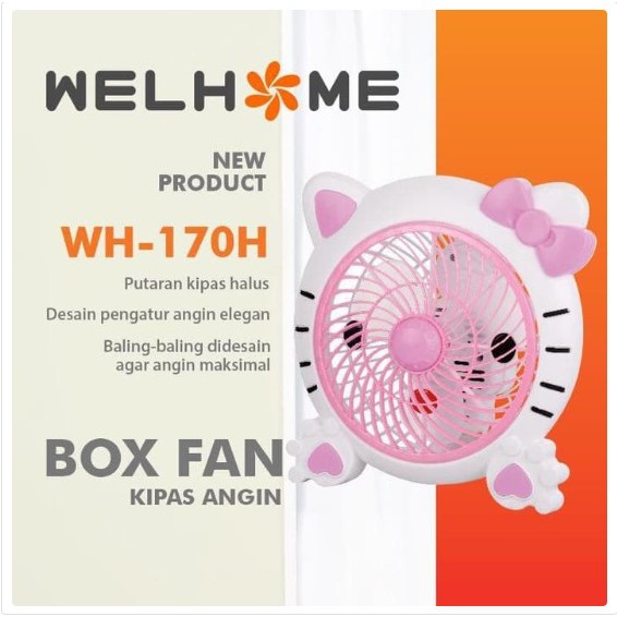 Kipas Karakter Hellokitty Box Fan Welhome 10 inch WH 170H SNI