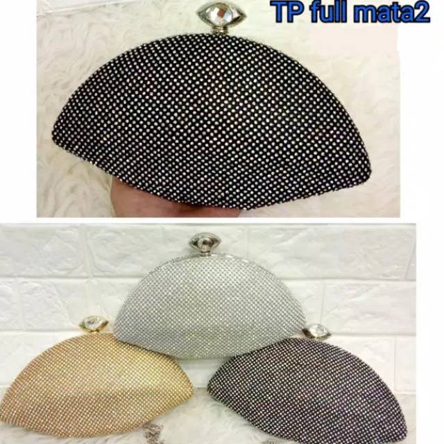 tas pesta kipas cina fan kerang bentuk kipas tangan silver perak motek swarovski basic elegan mewah