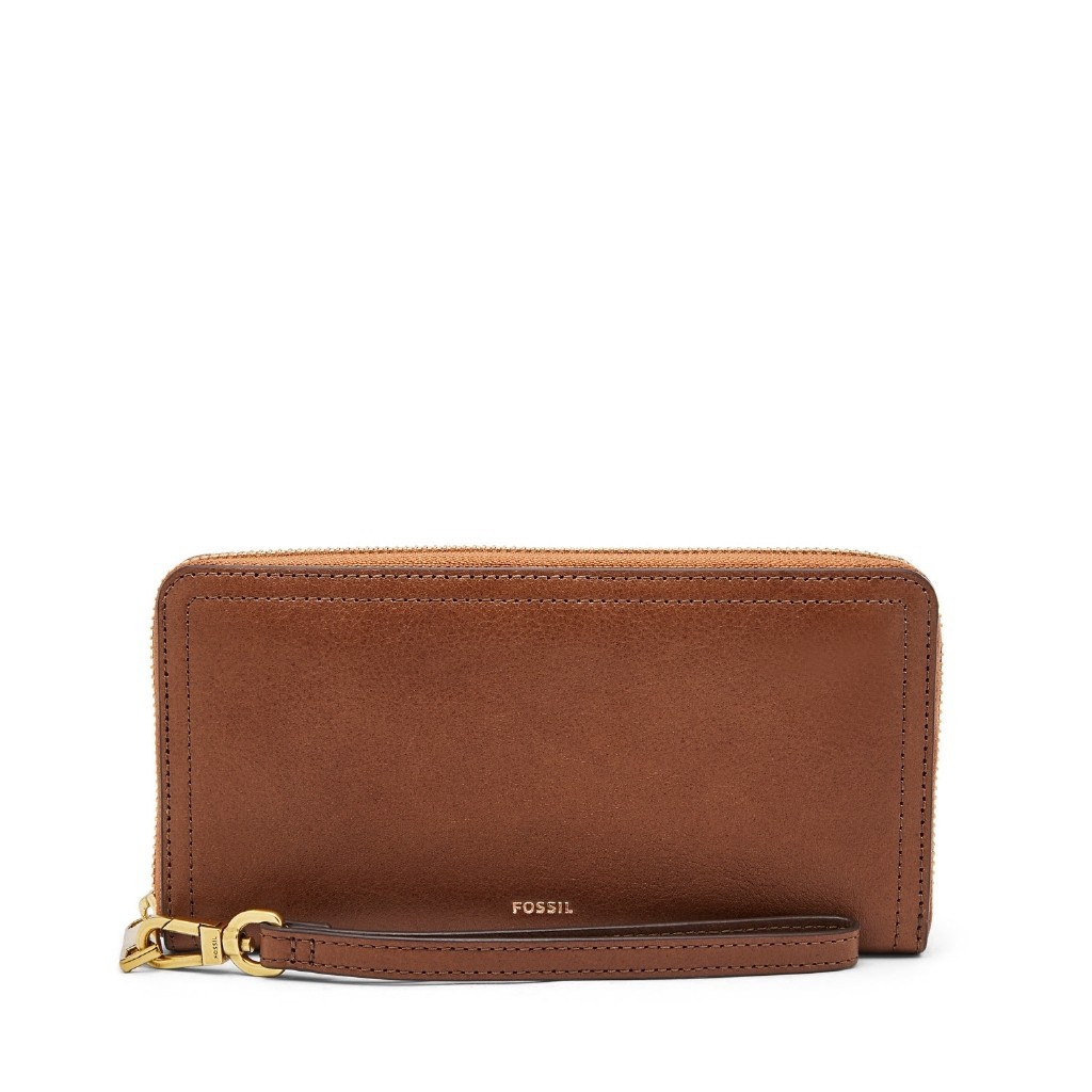 Fossil Logan Rfid Zip Around Brown Dompet Wanita - SL7831-200