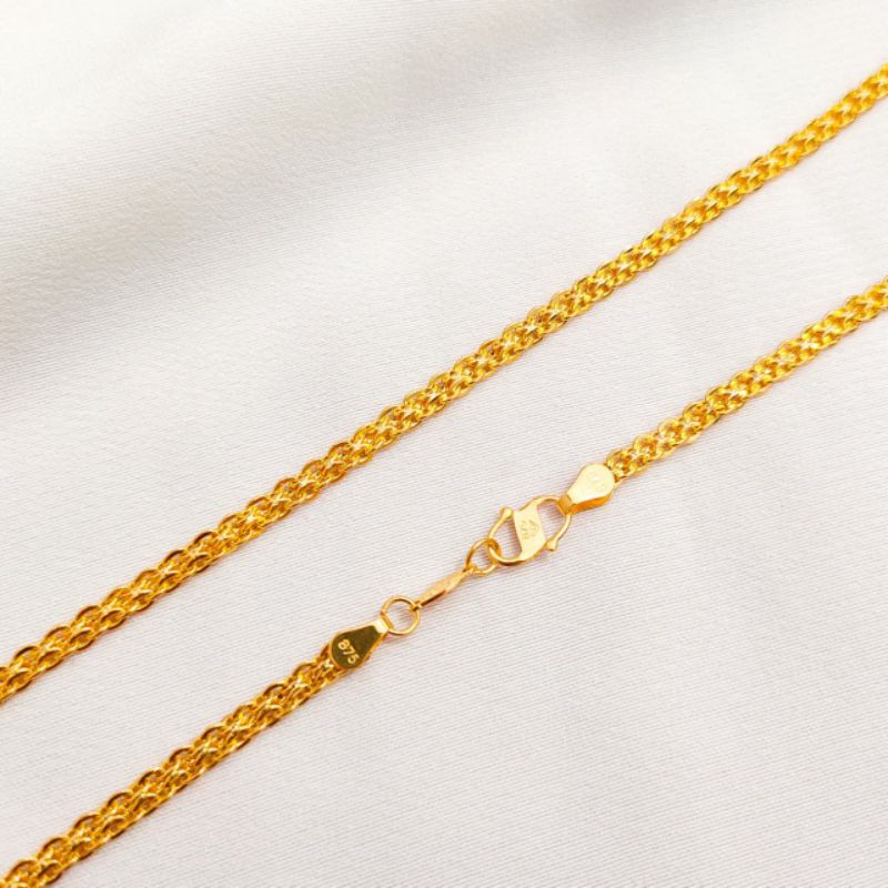 Kalung emas asli kadar 875 model victori fancy dobel kalung polos kalung pria wanita