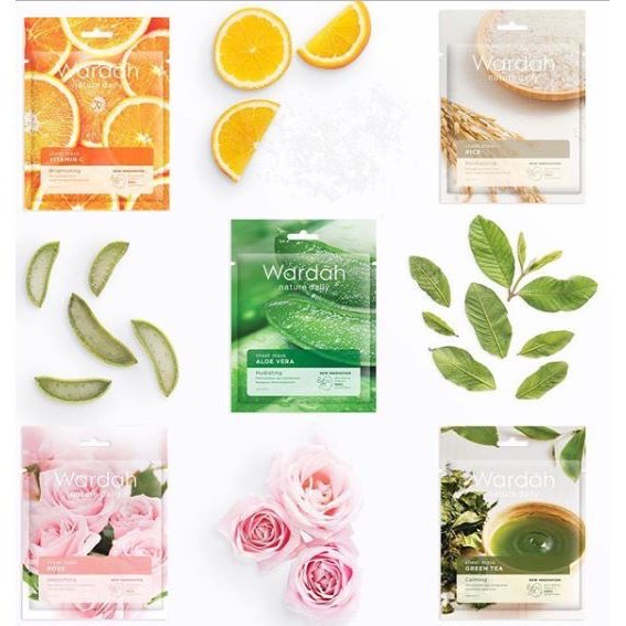 WARDAH Nature Daily Aloe Hydramild Indonesia / Facial Wash Essence Toner Serum Moisturizer Cream Multifunction Gel Sheet Mask Hand Wash / Cleanser Sunscreen Shampoo Conditioner / Vera Seaweed Witch Hazel Mineral+ Anti Dandruff Shine / Paket Set Face Wajah