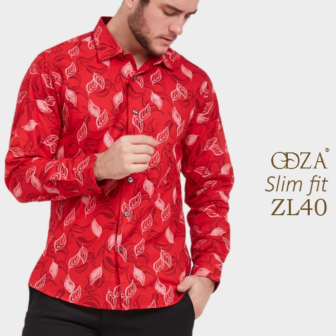 Odza Baju Kemeja Lgn Panjang Batik Slim Fit Pria Long Sleeves Batik