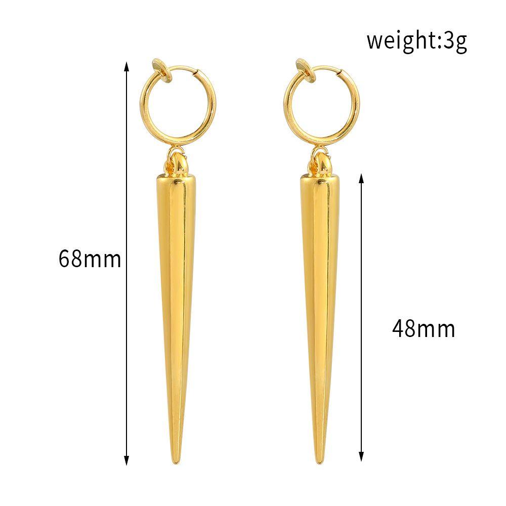 Mxbeauty Anting Hoop Emas Perhiasan Fashion Keren Klip Telinga Lingkaran Anting Rivet Kerucut Tajam Pria Earring