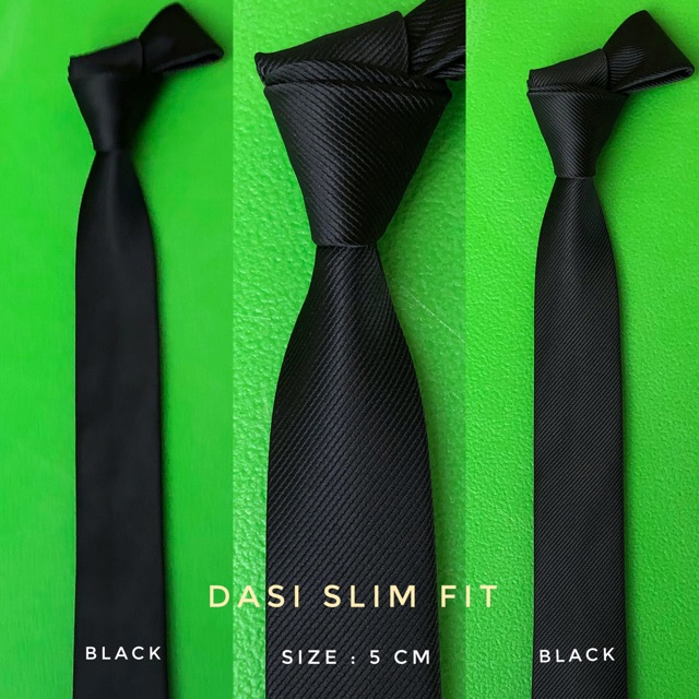 DASI PRIA SLIM FIT 5cm DASI FORMAL DASI HITAM POLOS