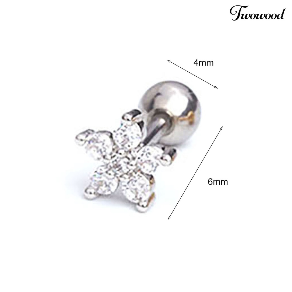 1 Pc Anting Stud Bentuk Bunga Bahan Stainless Steel Untuk Perhiasan