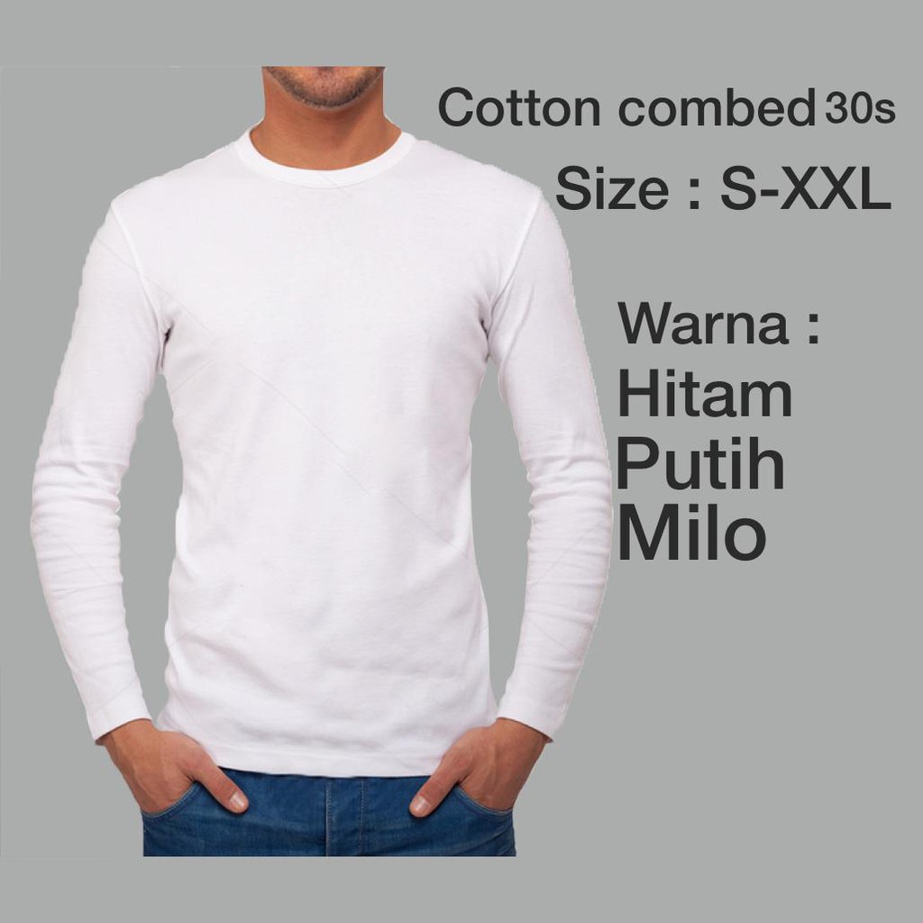 Download Kaos Polos Lengan Panjang Premium 100% Cotton Combed 30S ...