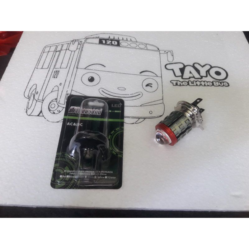 Dop Led H4 Sorot Laser 2 Warna/Lampu Sorot Led H4 Fokus 2 Warna