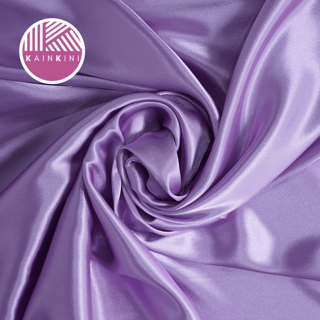 (½ meter) Kain Satin Silk Charmuse Premium Kilap Glossy Kainkini - Ungu Lilac Lavender Purple ( Bahan Sutra Gamis Pesta Seragam Bridesmaid Background Backdrop )