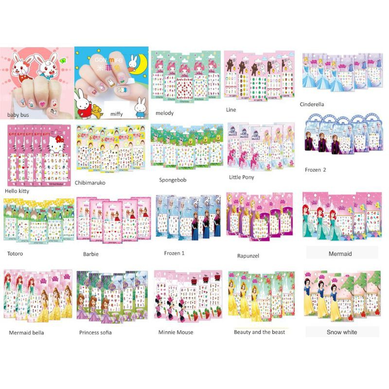 Stiker Kuku Anak Motif Kartun Lucu / Finger Nail Art