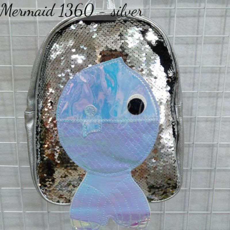 Ransel Mermaid Sequin Usap Ikan Tas Sekolah Import Kecil Anak Perempuan TK