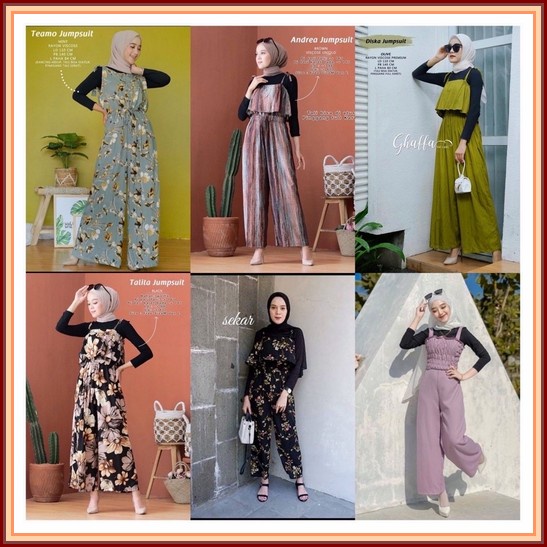 Himura Jumpsuit Motif Bunga Big Size Ootd Hijab Kekinian Bahan Rayon Uniqlo Ld 110 Xxl Oversize By G