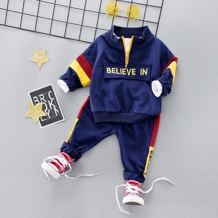 Set Sweater | Setelan Baju Sweater Jogger BELIEVE IN Anak Laki-laki Dan Perempuan 1-6 Tahun