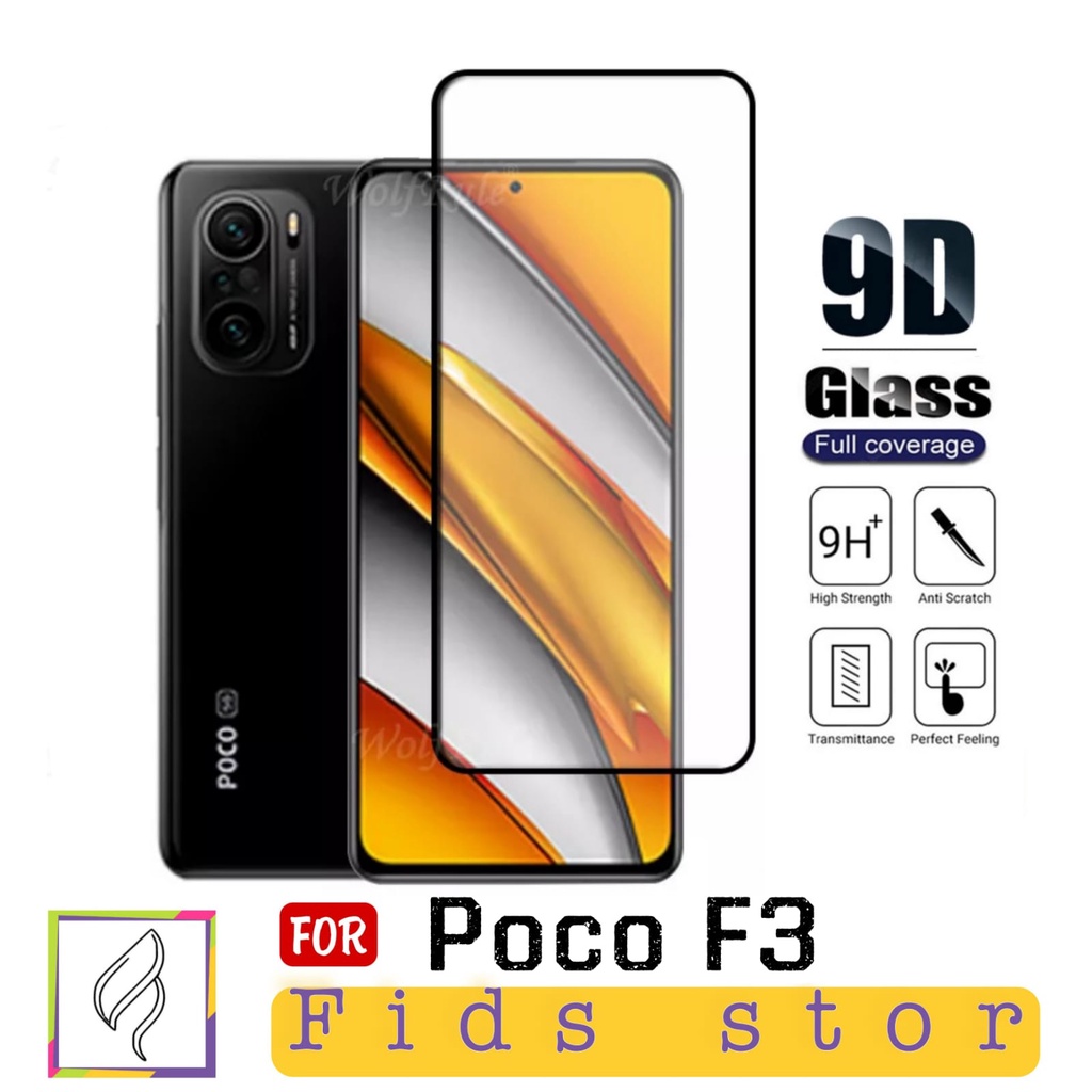 PROMO Tempered Glass POCO F3 TG Layar Full List Hitam Anti Gores Kaca