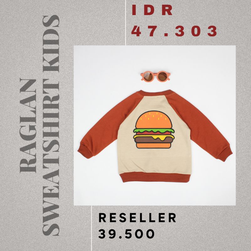 KIDS RAGLAN SWEATSHIRT SERIES FASTFOOD - Sweater Anak Jaket Bayi Baby Kids Cewek Cowok Perempuan Laki Fleece sablon plastisol 1-8 Thn