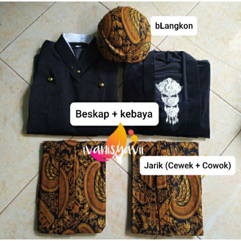 Set Prewed Baju Adat Jawa - Solo, Motif Semen Romo. (BONUS BENGGOL BESKAP)